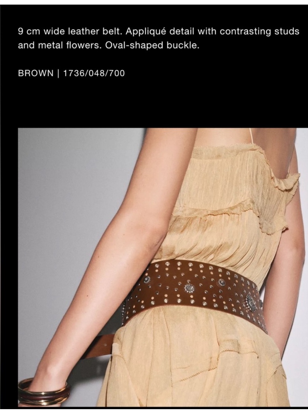 Zara leather wide belt with metal flower & studs - Picture 13 of 13